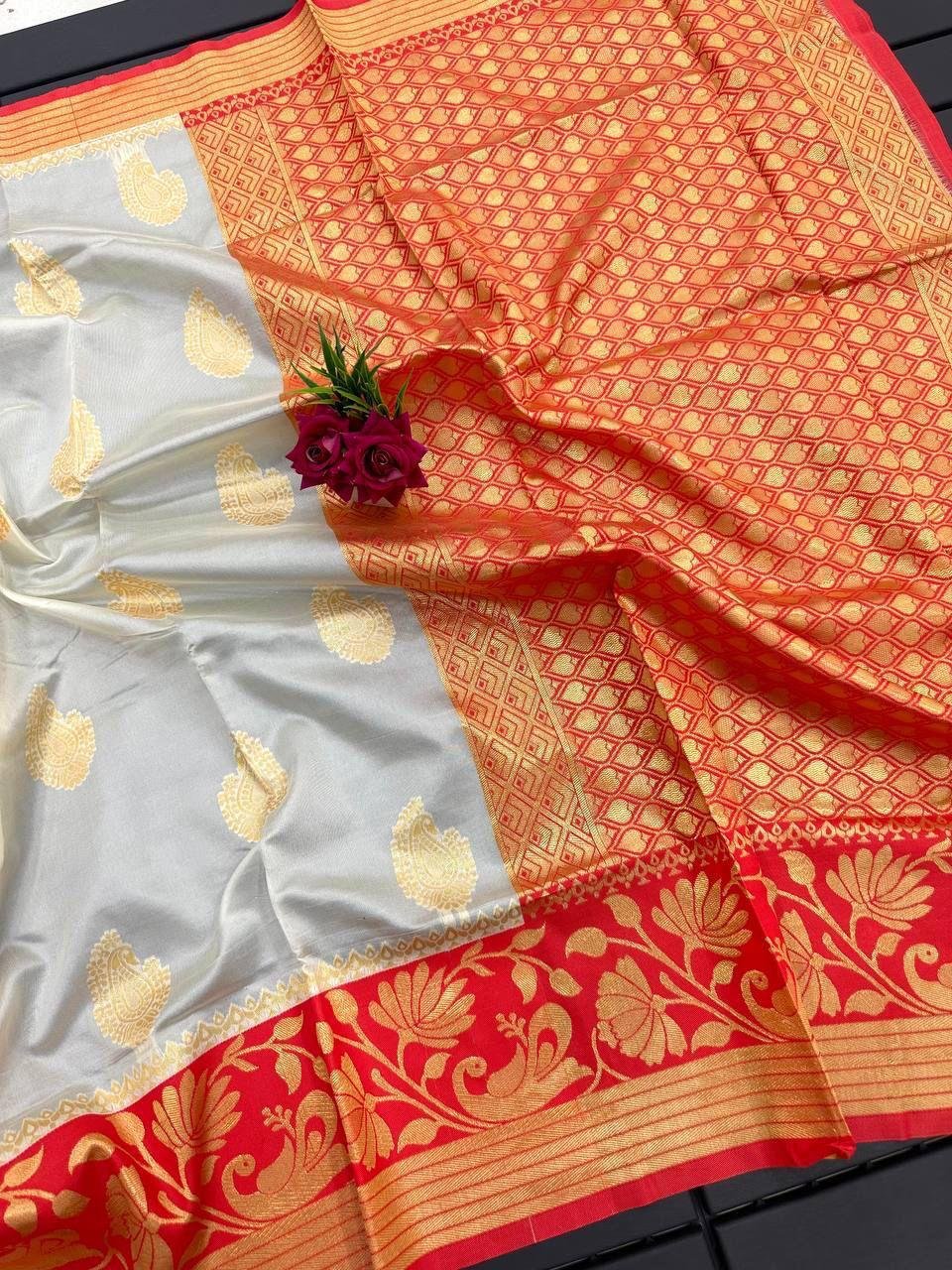 Soft Silk Saree with Rich Jacquard Border – Wedding & Party Wear image 4