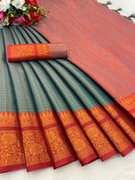 KHANGULAB - Pure Mercerised Copper Silk Saree with Contrast Border & Pallu image 1