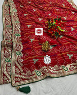 Heavy Pedding Georgette Saree with Matching Red Blouse & Tussled Pallu – Must-Have Collection image 2