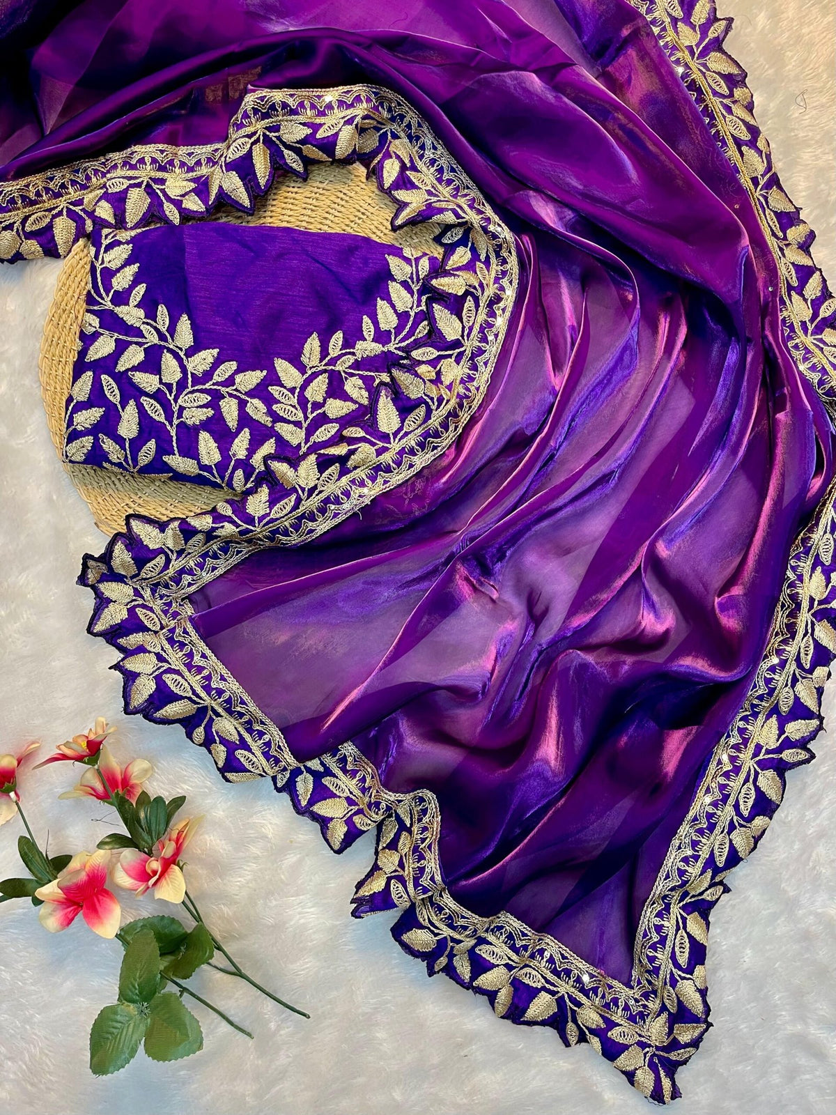 Vrunda Designer Jimmy Choo Silk Saree with Embroidered Blouse image 0
