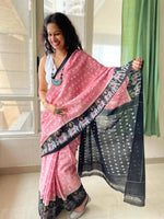 Elegant Plain Linen Saree with Digital Print & Blouse image 8
