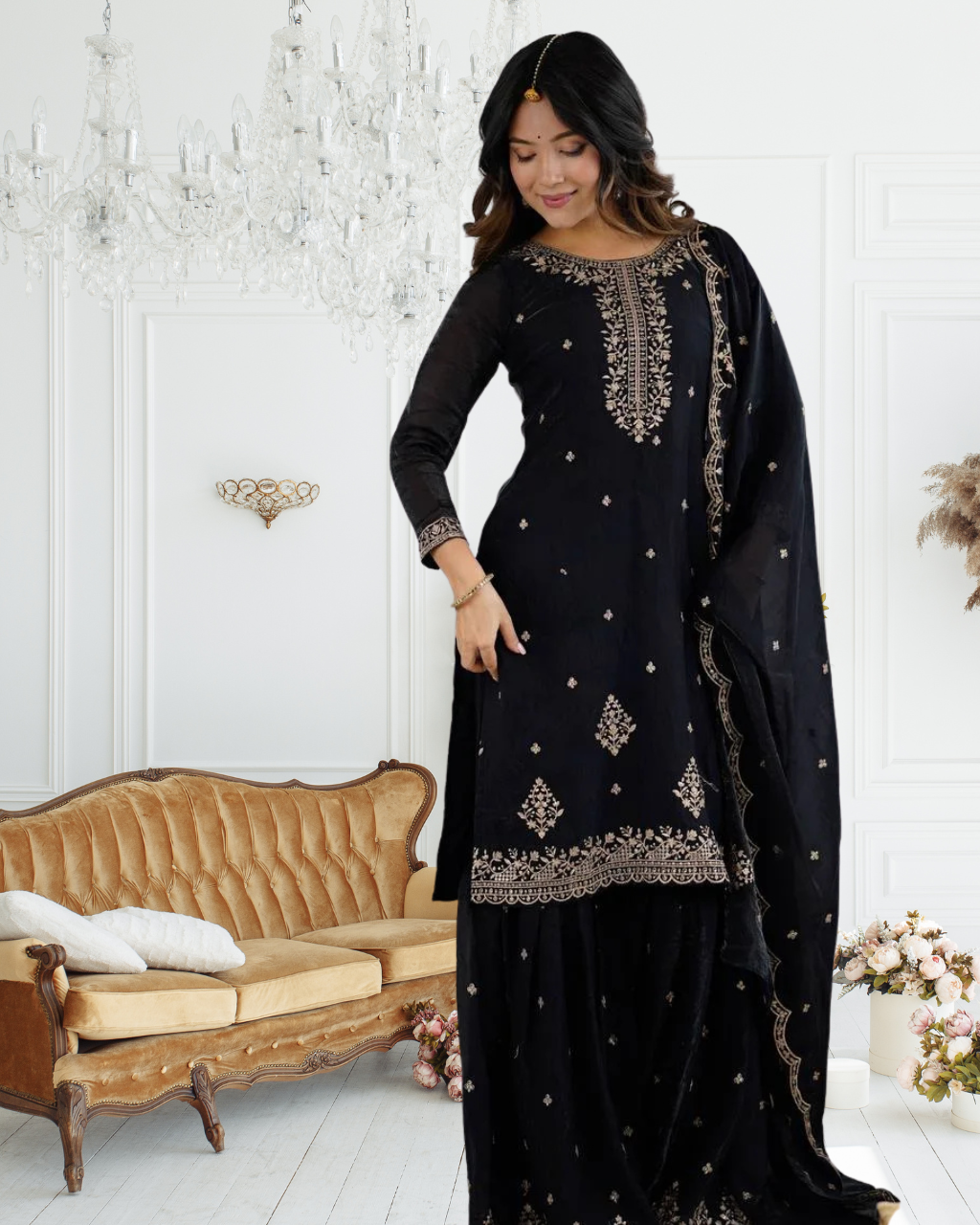 Designer Kediya Kurta & Sharara Set in Soft Crunchy Silk with Embroidery, Jari & Sequin Work image 0