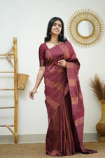 Soft Lichi Silk Saree with Rich Pallu & All Over Jacquard Work - Maroon image