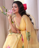 Soft Georgette Saree with Floral Prints & Double Cutdana Moti Border image 2