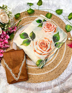 Pure Tebby Silk Saree with Floral Prints & Heavy Khatli Moti Border image 8