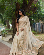 Sindhur Pure Bright Organza Silk Saree with 3mm Sequins Work & Designer Arco Border image 0