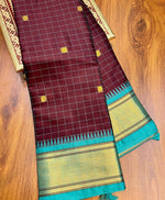 Cotton Checks Minakari Soft Silk Paithani Saree with Contrast Blouse & Tassel Pallu image 8