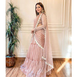 Ready-to-Wear Twill Organza Lehenga Saree with Ruffle Draping & Thread Work image 1