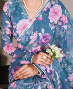 Floral Weightless Marbal Saree with Pearl Lace Border image 2