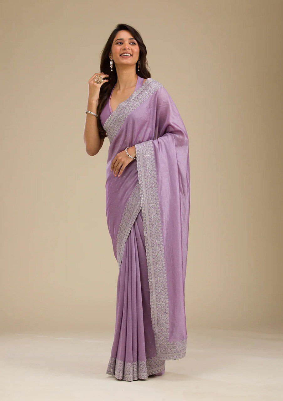 Pure Soft Rangoli Saree with Embroidered Bead Work Blouse – Elegant Partywear image 1