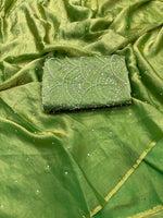 Elegant Space Silk Saree with Moti Work & Full Heavy Bits Work Blouse image 1