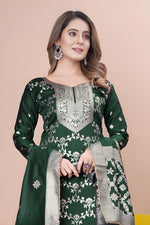 Zara Wine Jacquard Kurti with Pant & Dupatta Set | Free Size | Super Heavy Premium Quality
