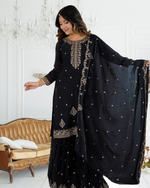 Designer Kediya Kurta & Sharara Set in Soft Crunchy Silk with Embroidery, Jari & Sequin Work image 1