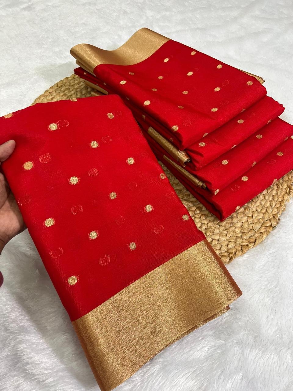 Soft Premium Katan Silk Saree with Zari Rich Pallu & Tissue Pattern Blouse image 1