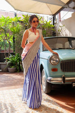 Elegant Plain Linen Saree with Digital Print & Fumka Latkan | With Digital Print Blouse image 0