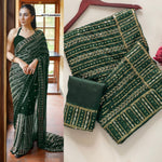 New Bollywood Blockbuster Sequin Saree in Faux Georgette image 5