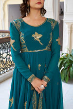 Elegant 3-Piece Faux Georgette Gown Set – Sequins Embellished Gown, Pent & Dupatta image 5