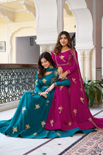 Elegant 3-Piece Faux Georgette Gown Set – Sequins Embellished Gown, Pent & Dupatta image 0