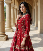 Graceful Chinon Silk 3-Piece Sharara Set with Sequence Work image 1