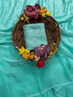 Elegant Space Silk Saree with Moti Work & Full Heavy Bits Work Blouse image 0