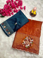 Maya Sarees – Premium Paper Crush Silk with Multi-Thread & Sequence Embroidery image 0