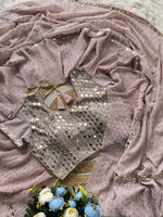 New Bollywood Superhit Faux Georgette Sequin Crush Pleated Saree with Embroidered Mirror Work Blouse image 7
