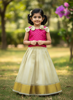 Nayantara Inspired Kids Tissue Silk Lehenga Choli with Jacquard Weaving & Brocade Blouse