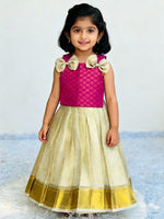 Nayantara Inspired Kids Tissue Silk Lehenga Choli with Jacquard Weaving & Brocade Blouse