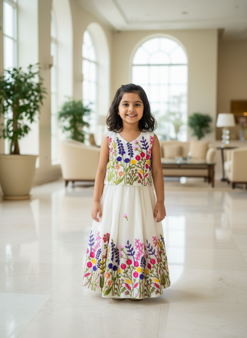 Kids Pure Cotton Silk Lahenga Choli – Thread Border Work | Festive & Party Wear