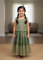 Kids Designer Lahenga Choli – Gold Crush Embroidery Work | Festive & Party Wear