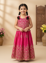 Kids Designer Lahenga Choli – Gold Crush Embroidery Work | Festive & Party Wear