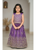 Kids Designer Lahenga Choli – Gold Crush Embroidery Work | Festive & Party Wear