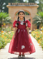 Kids Designer Gown – Kesar Collection | Sequence Butta Work | Festive & Party Wear