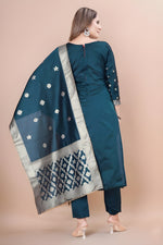 Zara Wine Jacquard Kurti with Pant & Dupatta Set | Free Size | Super Heavy Premium Quality