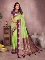 Sanmati - Pure Handloom Kalamkari Silk Saree with Zari Border & Grand Pallu | Premium Sustainable Saree