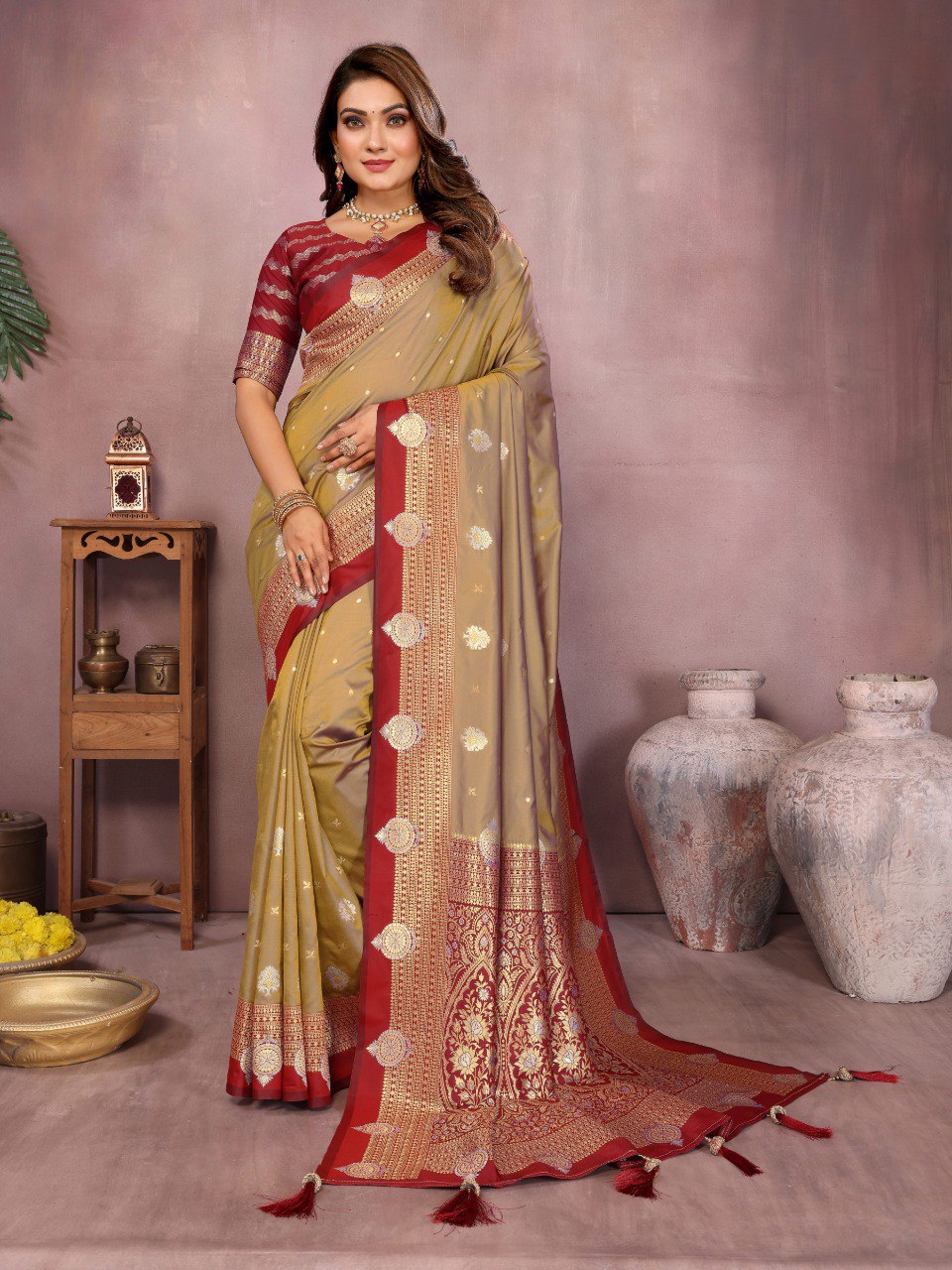 Sanmati - Pure Handloom Kalamkari Silk Saree with Zari Border & Grand Pallu | Premium Sustainable Saree