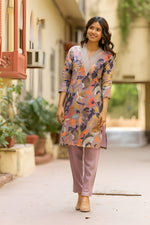 Kesar Embroidered Kurti with Pant Set | Slub Cotton Fabric | Festive & Party Wear Outfit