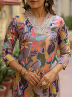 Kesar Embroidered Kurti with Pant Set | Slub Cotton Fabric | Festive & Party Wear Outfit