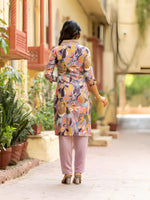 Kesar Embroidered Kurti with Pant Set | Slub Cotton Fabric | Festive & Party Wear Outfit