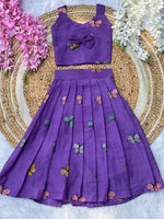Kids Cura Cotton Lehenga Choli with Vibrant Embroidery & Flower Print Gown Style