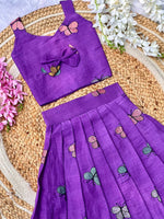 Kids Cura Cotton Lehenga Choli with Vibrant Embroidery & Flower Print Gown Style