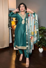 Roman Blue Kurti with Pant & Dupatta Set | Premium Rayon Slub | Festival & Party Wear