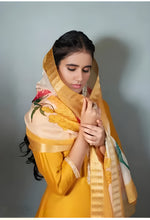 Roman Yellow Embroidery Lace Border Kurti with Pant & Dupatta Set | Festival Special Rayon Slub