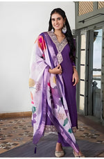 Roman Ringani Embroidery Lace Border Kurti with Pant & Dupatta Set | Festival Special Rayon Slub
