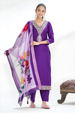 Roman Ringani Embroidery Lace Border Kurti with Pant & Dupatta Set | Festival Special Rayon Slub