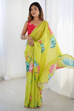 Rass Georgette Silk Saree with Mirror Work Border & Georgette Blouse