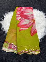 Rass Georgette Silk Saree with Mirror Work Border & Georgette Blouse