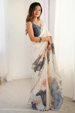 Rass Georgette Silk Saree with Mirror Work Border & Georgette Blouse