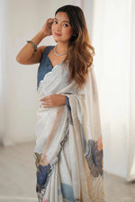 Rass Georgette Silk Saree with Mirror Work Border & Georgette Blouse