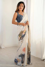 Rass Georgette Silk Saree with Mirror Work Border & Georgette Blouse